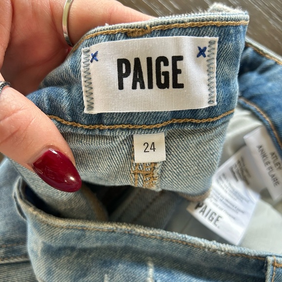 PAIGE Atley Ankle Flare Stretch Jeans Light Blue - Picture 8 of 16
